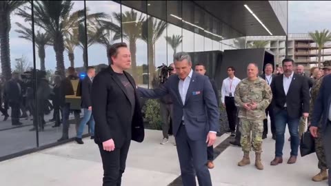 Elon Musk greets Pete Hegseth at SpaceX facility in Brownsville, Texas