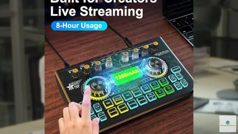 Gaming Audio Mixer Sound Board Mixer w USB Audio Interface Voice Changer, All-in