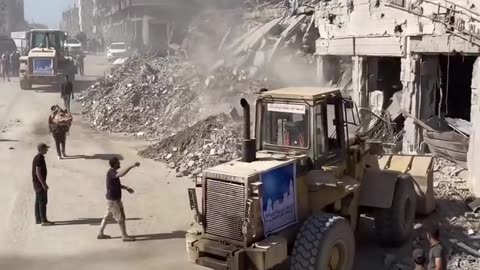 Gaza roads being CLEARED of rubble already