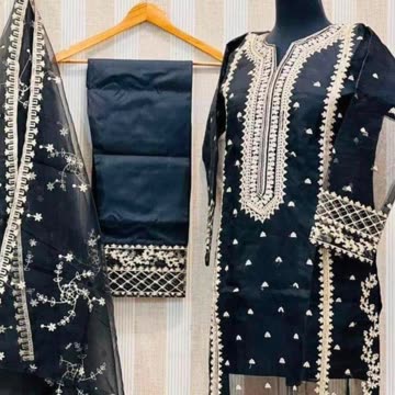 Elegant Women's Stitched Suit - 3 PcsOrganza Embroidered Set