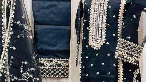 Elegant Women's Stitched Suit - 3 PcsOrganza Embroidered Set