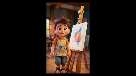 Walking proudly with his masterpiece