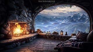 Cozy Cave With Heavy Rain & Wind & Crackling Fireplace ASMR