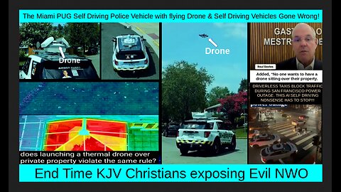 The Miami PUG Self Driving Police Vehicle with flying Drone & Self Driving Vehicles Gone Wrong!