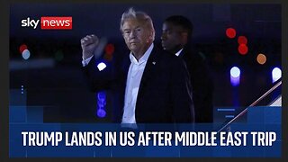 President Trump touches down in US on Air Force One after signing 'historic' Gaza peace deal (Sky News Live-streamed 6 hrs ago)