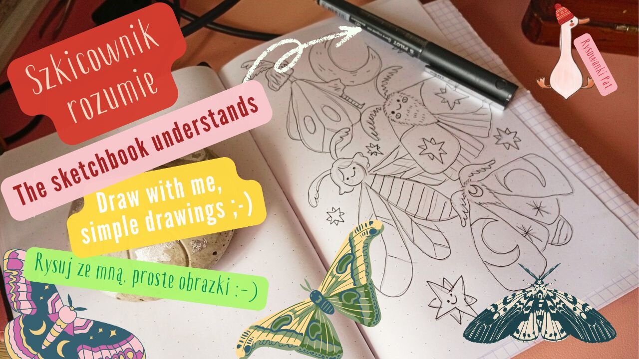 Draw with me ✏️🍄🤍🌕Happy Moth 🦋🌟