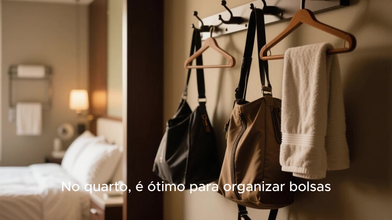 Cabideiro parede 5 ganchos – Organiza roupas e ace