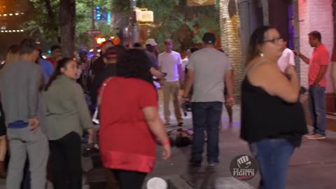 Classic: Dude gets knocked out Downtown ATX #fight #knockout #6thstreet #ko #fights