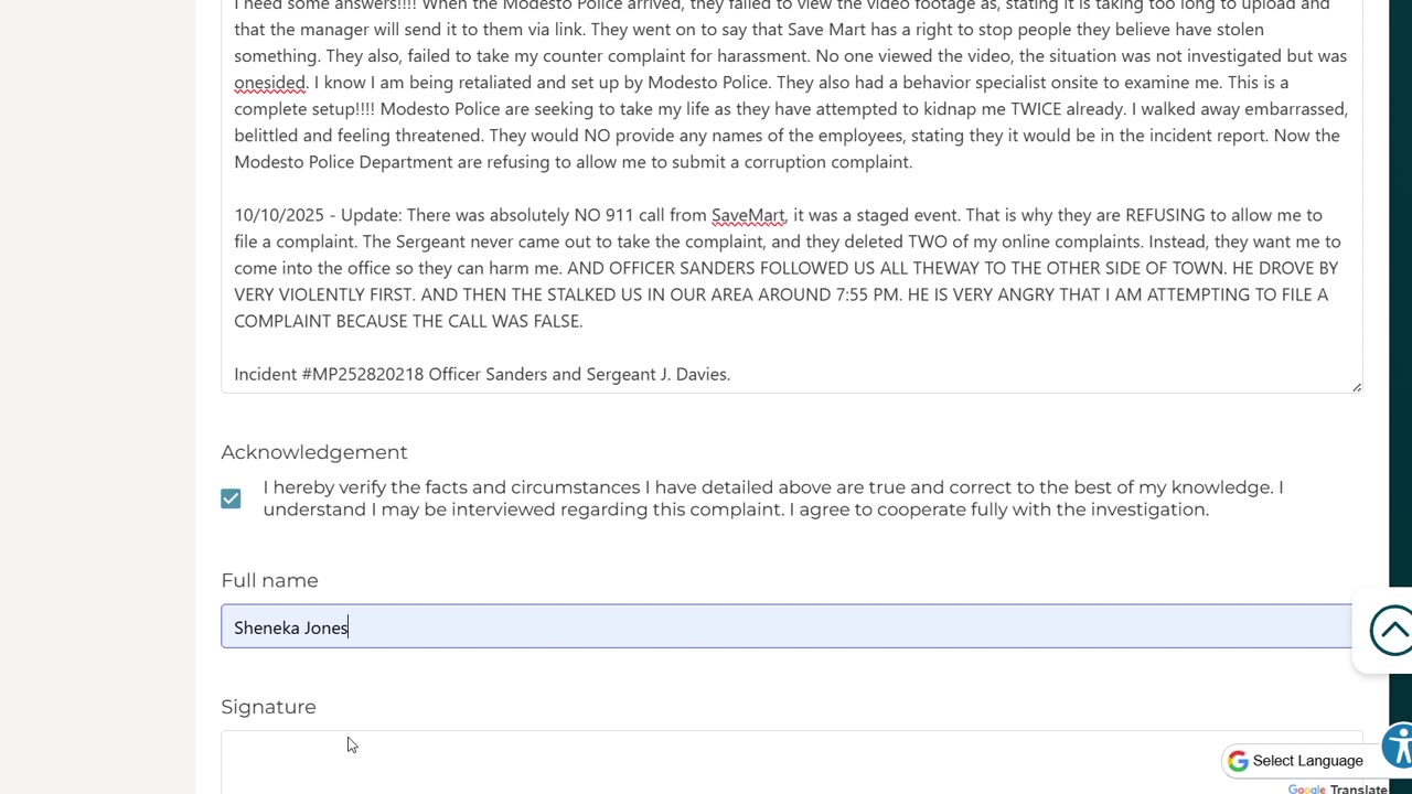 MODESTO POLICE REFUSING CORRUPTION COMPLAINT AFTER STAGED THIEF CALL!!
