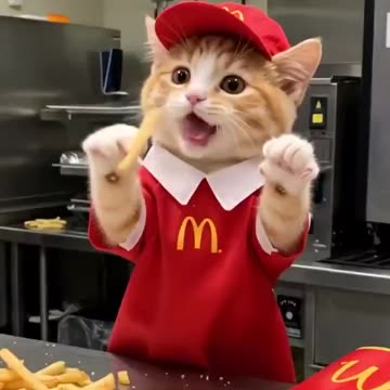Kitten Working at McDonalds
