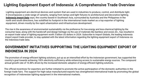 Indonesia Lighting Equipment Export 2024 | Top Products, Global Partners & Trade Growth