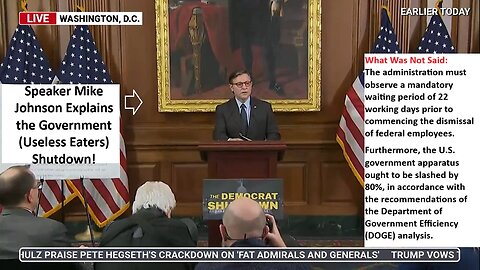 IMPORTANT: Speaker Mike Johnson Explains the Government (Useless Eaters) Shutdown.