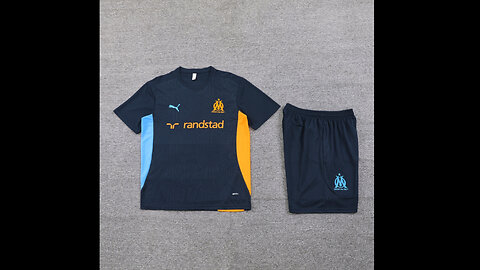 👉🏻⚽️2024/25 Marseille Adult Black Short Sleeve Training Kit