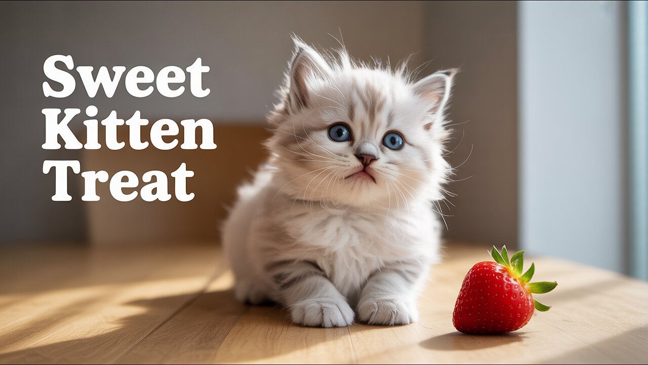 cute kitten eat fruit ai ✨️