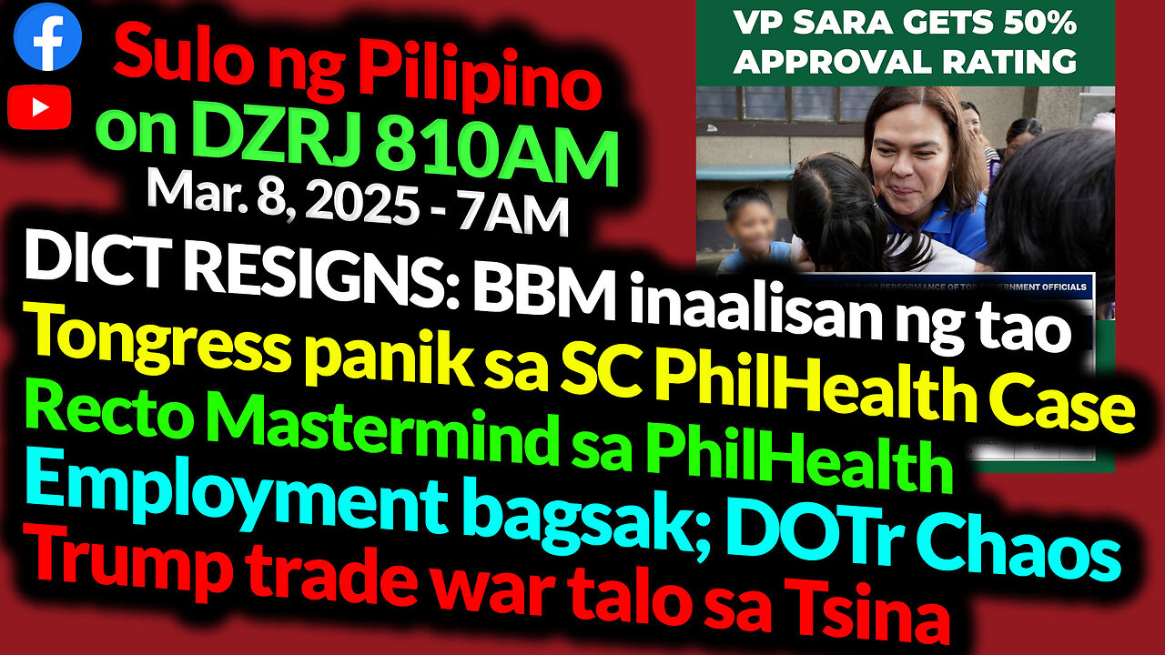 Sara at 50% Approval | PhilHealth Robbed | Ka Mentong Laurel | Sulo Ng Pilipino Sat 7AM | DZRJ810AM