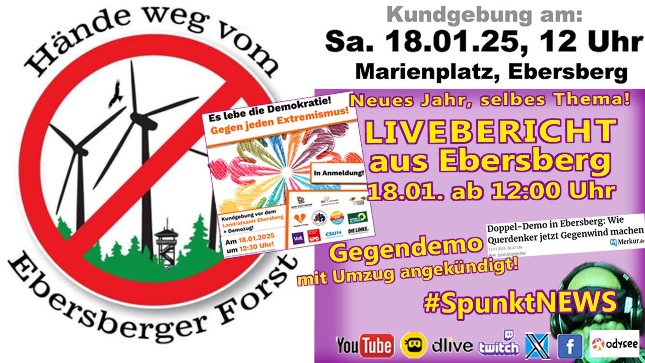 LIVE vom #BÜRGERPROTEST gegen #Windräder im #EbersbergerForst #Ebersberg auch Gegendemo angekündigt