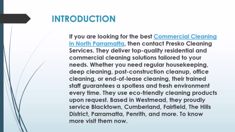 The best Office Cleaning in North Parramatta.