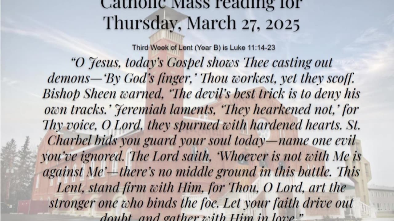Mass Reading Reflection for Thursday, March 27, 2025