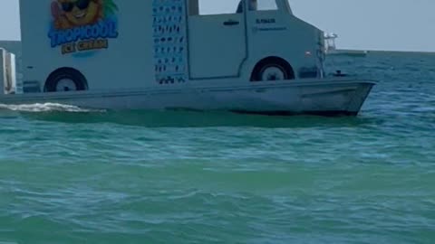 Floating Ice Cream Truck On Boat Platform