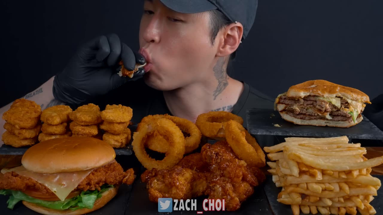 ASMR MUKBANG ¦ Fast Food, Big Mac, Chicken Nuggets, Onion Rings, Chicken Sandwich, Wings, Fries