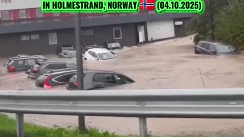 🌊Severe floods caused by heavy rain in Holmestrand, Norway 🇳🇴 (04.10.2025)