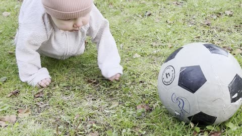 Garden fun 🌿⚽ Baby Kayla chasing a ball