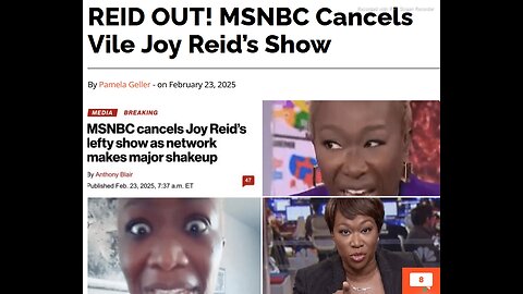 ANOTHER SICKO COMMUNIST, ANTI-AMERICA, MONEY LOVER GONE - REID OUT! MSNBC CANCELS VILE JOY REID'S SHOW- 2 mins 30 secs.