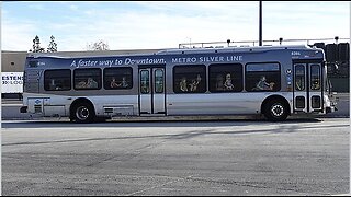 Curbside profile of LACMTA Metro 45C #8384 in J (Silver) Line service (2013) Grok AI