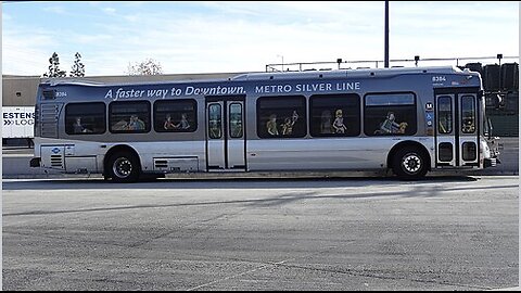 Curbside profile of LACMTA Metro 45C #8384 in J (Silver) Line service (2013) Grok AI