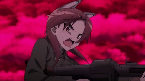 Strike Witches: Road to Berlin - Minna destroying multiple missile launchers