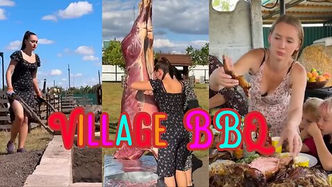 Biggest Village BBQ Ever #asmr #cooking #garden
