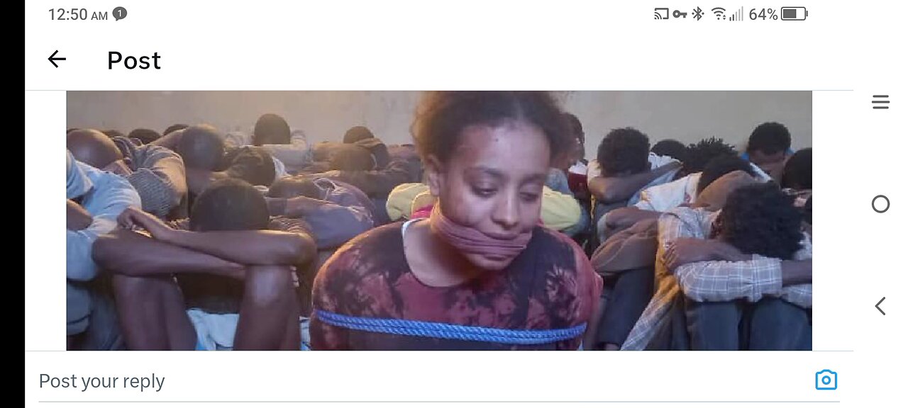 Libyan woman kidnapped and held for sale as slave.