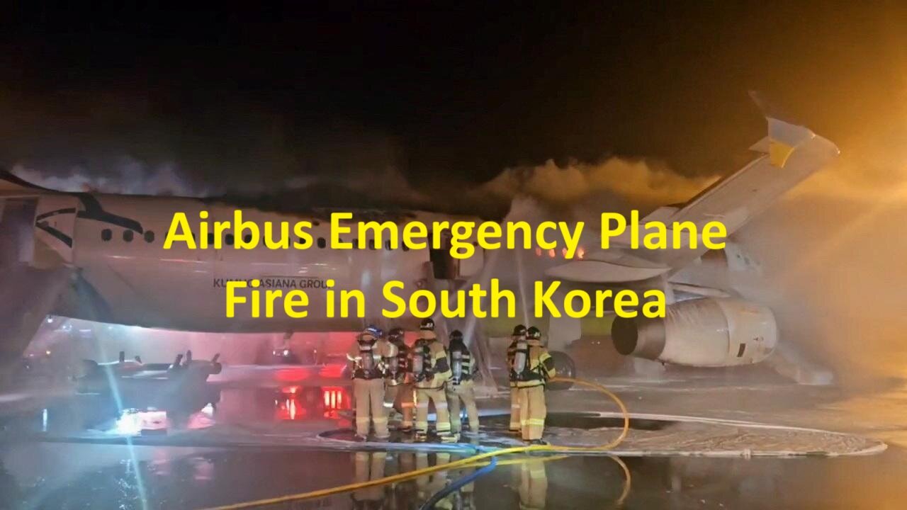 Airbus emergency plane fire in South Korea