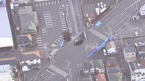 Large sinkhole swallows truck in Japan