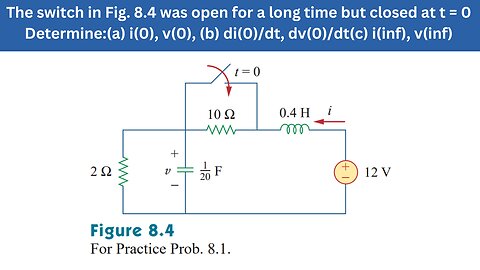 Practice Prob 8.1 | The switch in Fig. 8.4 was open for a long time | FEC 4th Edition