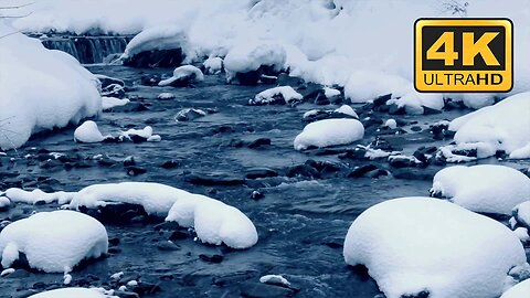 Relaxing Winter Snow Stream Water Rain Calm Nature Sounds Ambient Music Meditation Background Noise