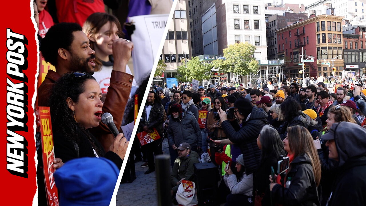 NYC Democratic Socialists hold tax the rich rally in Union Square