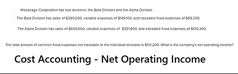 Cost Accounting: Miscavage Corporation has two divisions: the Beta Division and the Alpha Division