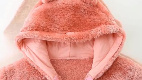 Newborn Infant Baby Boys Girls Cartoon Fleece Hooded Jacket Coat