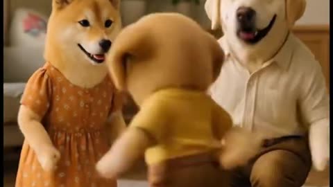 Puppy take care Baby's happiness