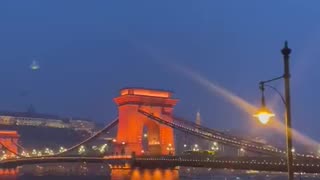 Budapest lights up in orange in honor of the Bibas family. THANK YOU Hungary