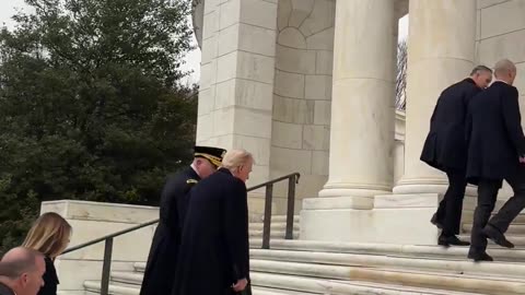 President Trump and First Lady Melania arrive at the Arlington National Cemetary
