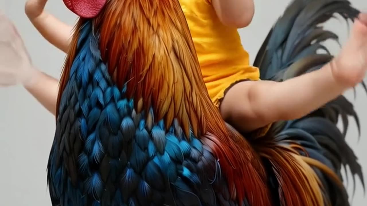 Sweet baby sitting rooster