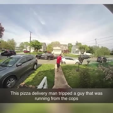 Pizza Delivery Man Trips Person Running From Cops