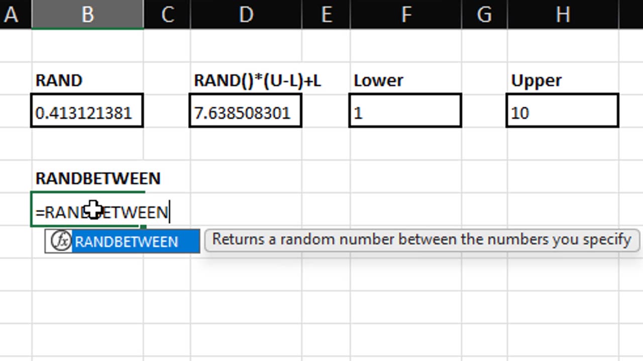 How to Use the RANDBETWEEN Function in Excel