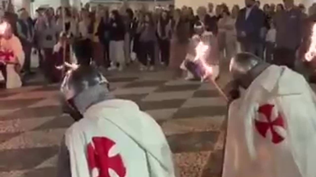 Traditional Templar Ritual Happening in Portugal - Many locals show up