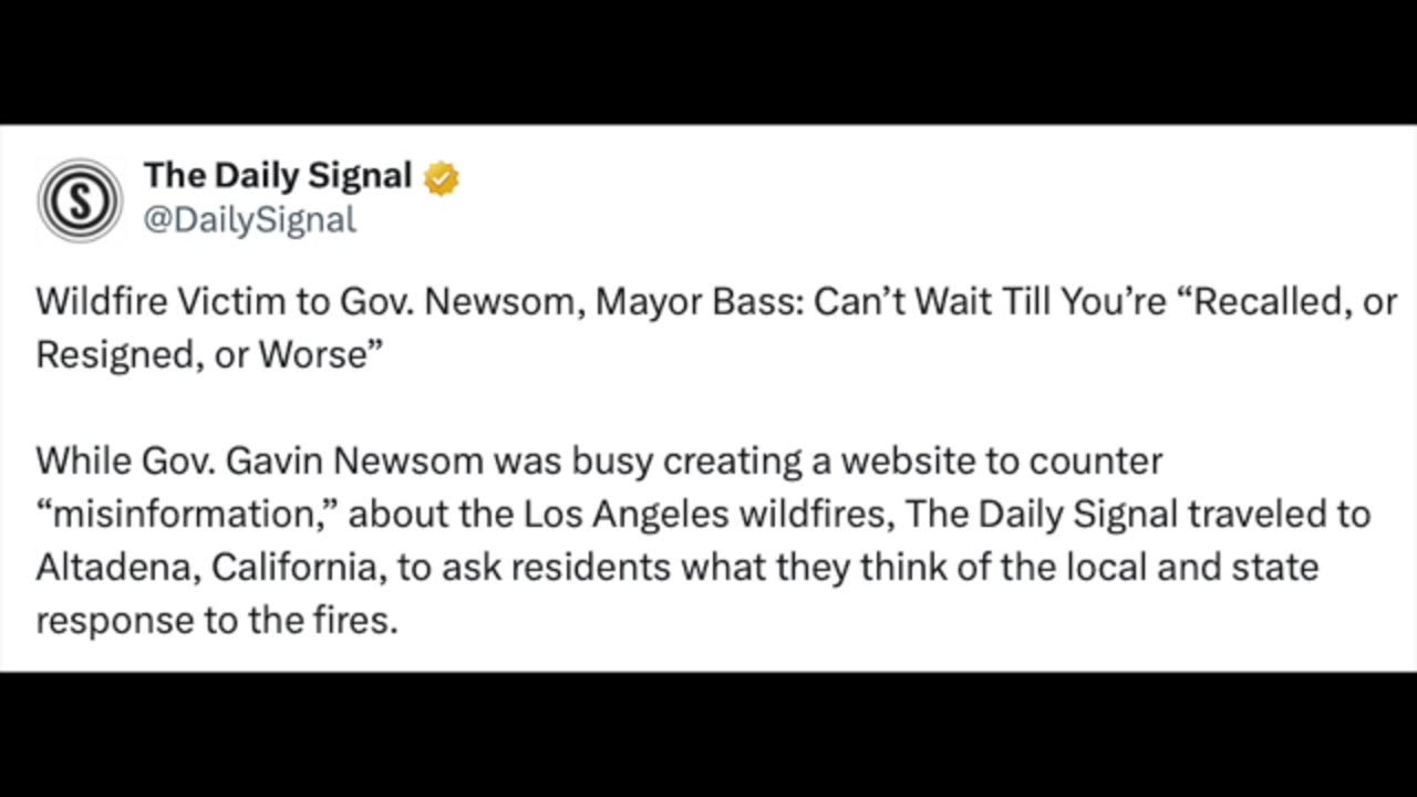 To Gavin Newsom from Fire Victims : RECALL, RESIGN, OR ELSE...