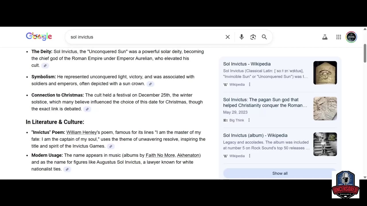 sol Invictus winter solstice dec 25