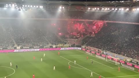 Bayern Munchen fans Pyro Show in Stuttgart (fantastic atmosphere)