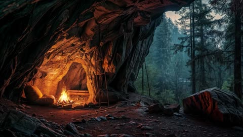 Deep Sleep in a Cozy Rainy Thunder Cave